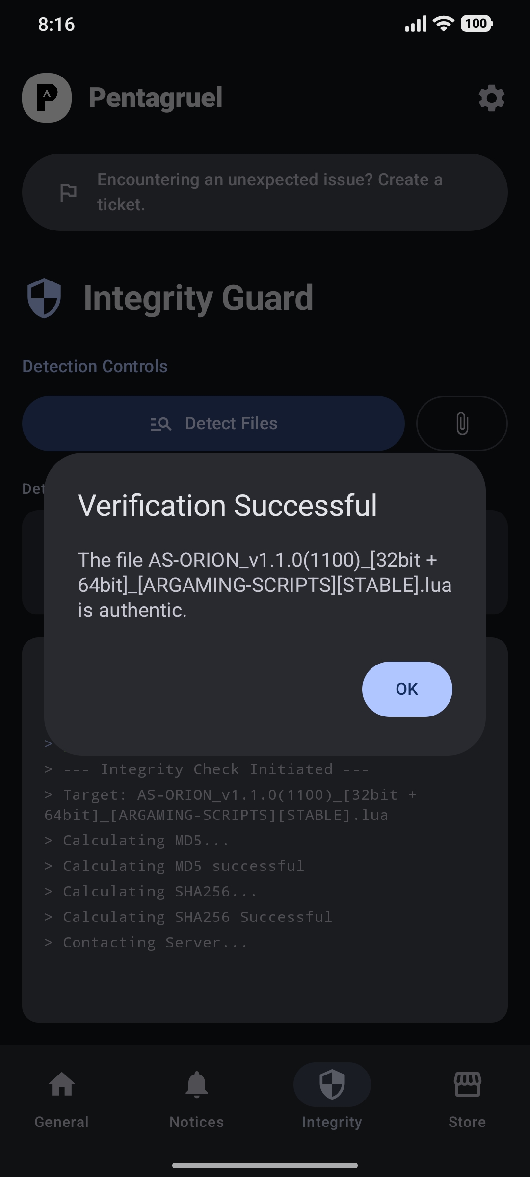 Success Dialog